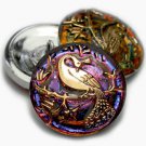 22mm Peacock Button Volcano Finish with Gold, Czech Glass