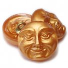 18mm Moon Face Button Gold, Czech Glass celestial night sky lunar luna