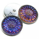18mm Daisy Cabochon Volcano with Silver Accents, Bead Embroidery Czech Glass