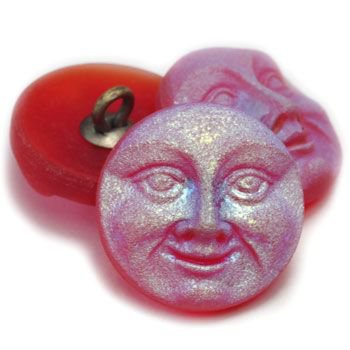 18mm Moon Face Button Transparent Glass AB Finish Czech Glass celestial night sky lunar luna