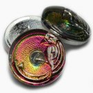 22mm Bird Button Vitrail with a Silver Bird, Czech Glass
