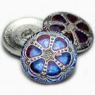 27mm Wheel Czech Glass Buttons BE. Sapphire Blue with 2.5mm shank