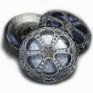 27mm Wheel Button Cadet Blue with a Silver Wash Czech Glass with 2.5mm shank