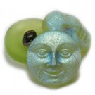 18mm Moon Face Button Green Apple w/ Matte & AB Finish celestial night sky lunar full moon