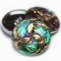 27mm Turbine Button Vitrail with Gold Accents Czech Glass with 2.5mm shank green gold