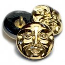 18mm Moon Face Button Metallic Gold celestial night sky lunar full moon man in the moon