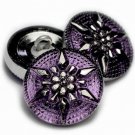 18mm Star Button Purple with a Silver Star hand painted Czech Glass violet