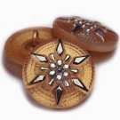 18mm Star Button Yellow Gold with a Silver Star hand painted Czech Glass