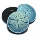 18mm Dragonfly Button Black with Matte and AB Finish blue, Czech Glass, 2.5mm shank