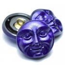18mm Moon Face Button Electric Purple celestial sky lunar full moon man in the moon