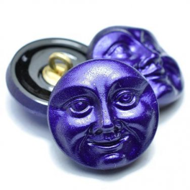 18mm Moon Face Button Electric Purple celestial sky lunar full moon man in the moon