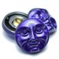 18mm Moon Face Button Electric Purple celestial sky lunar full moon man in the moon