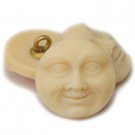 18mm Moon Face Button Bone Matte Finish celestial sky lunar full moon man in the moon