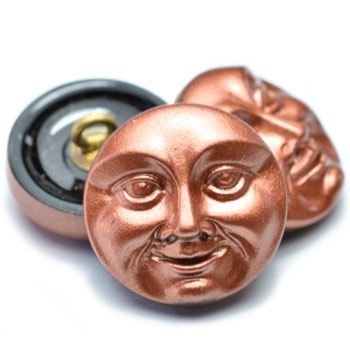 18mm Moon Face Button Copper celestial sky lunar full moon man in the moon