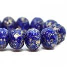 5x7mm Rondelle Indigo with Gold Wash 25 Czech glass firepolish beads blue