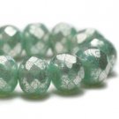 5x7mm Rondelle Tea Green with Mercury Finish 25 Czech glass firepolish beads