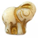 20x23mm Elephant Ivory with a Gold Wash 6 double sided shaped beads 6 Czech glass