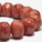 6x8mm Rondelle Salmon with Golden Pink Picasso 25 Czech glass firepolish beads