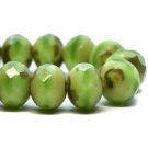 5x7mm Rondelle Green Apple with Picasso Finish 25 Czech glass firepolish beads