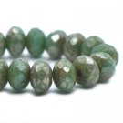 3x5mm Rondelle Sea Green with Picasso Finish 30 Czech glass firepolish beads