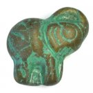 20x23mm Elephant Matte Transparent Glass Bronze Finish Sea Green Wash  6 Czech glass beads