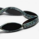 7x18mm Spindle Black with Picasso Finish oval 10 beads Czech glass boho