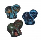 Elephant black/blue green/copper amber/blue vertically drilled Czech glass bead assortment