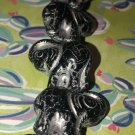 20x23mm Elephant Black with a Silver Wash double sided 6 Czech glass firepolish beads