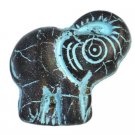 20x23mm Elephant Matte Black with Turquoise Wash Czech glass beads