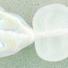 Leaves 10 x 8mm Czech Glass Beads Vertical Hole Matte Crystal AB MX0003 leaf