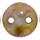 Luster Opaque Gold/Smoky Topaz 2 Hole Lentil 6mm 50 beige beads color P15695