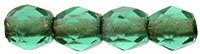 Fire-Polish 3mm Emerald - Copper-Lined Czech Glass 50 beads 1-03- CL5073
