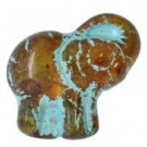 Buy 1 bead or 6 20x23mm Elephant Transparent, Picasso Finish, Turquoise Wash blue Czech Glass 147