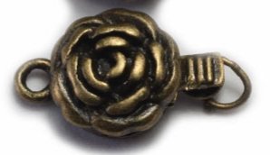 14mm Flower Push Pull Box Clasp 1 strand Oxidized Brass 34