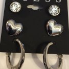 NWT Guess Silver-tone Metal & Rhinestones Earrings Set/3