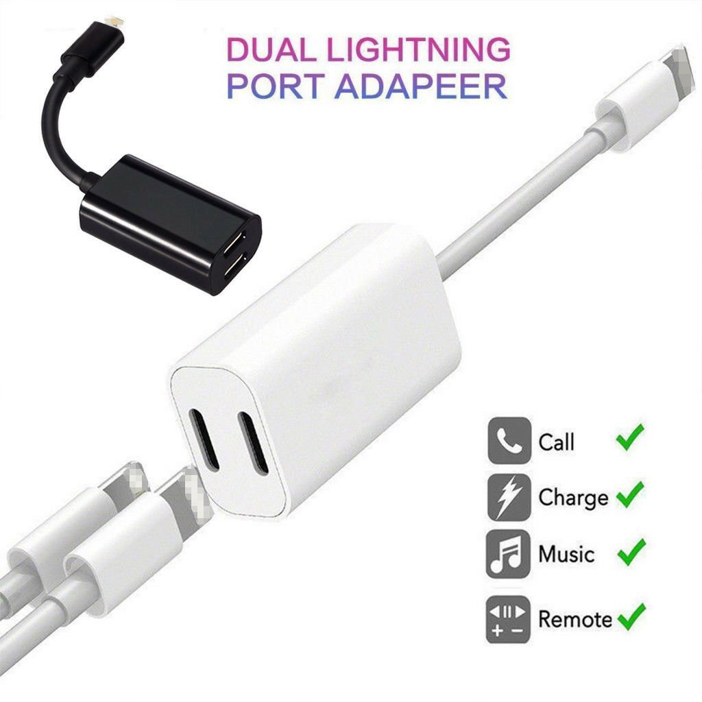 iPhone Dual Adapter Audio Headphone Charger Splitter