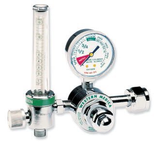 Western Medical Oxygen Regulator & Flowmeter Combo, M1-870-15FM, Single Stage Preset, 0.5-15 LPM