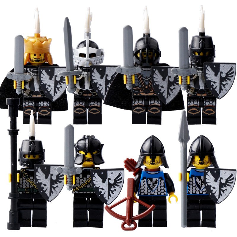 8pcs/set Castle King & the Black Falcons Knight Soldiers Minifigures Toys