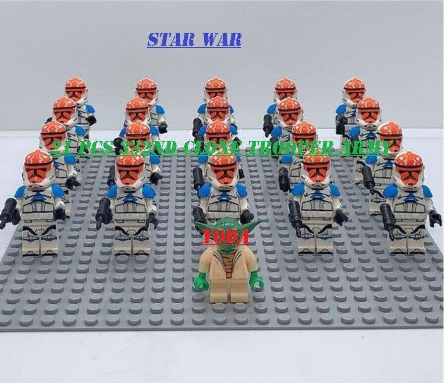 21Pcs Master Yoda Commander 322nd Battalion Clone Trooper Star Wars Minifigures
