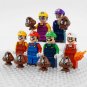 6pcs Super Mario Luigi Wario Waluigi and Goombas Video Game Minifigures Toys