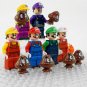 6pcs Super Mario Luigi Wario Waluigi and Goombas Video Game Minifigures Toys