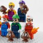 6pcs Super Mario Luigi Wario Waluigi and Goombas Video Game Minifigures Toys