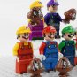 6pcs Super Mario Luigi Wario Waluigi and Goombas Video Game Minifigures Toys