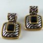 STERLING SILVER BLACK ONYX PIERCED EARRINGS