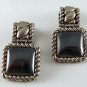 VINTAGE STERLING SILVER HEMATITE CLIP ON EARRINGS
