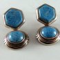 STERLING SILVER BLUE TURQUOISE PIERCED EARRINGS