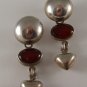 VINTAGE MEXICAN TAXCO STERLING SILVER CARNELIAN PIERCED EARRINGS