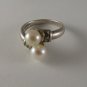 VINTAGE STERLING SILVER PEARL MARCASITES RING SIZE 7