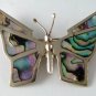 VINTAGE MEXICAN STERLING SILVER ABALONE BUTTERFLY BROOCH