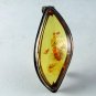 VINTAGE STERLING SILVER AMBER BROOCH / PENDANT